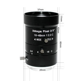 F2.0 Iris 16-48mm Machine Vision Lens Varifocal IR C M For Bank Supermarket Road Monitoring