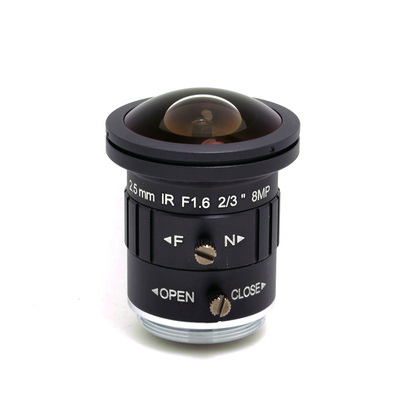 2.5mm 4K 8MP 2/3" F1.6 IR Fisheye Wide Angle View CS Mount Mono-focal CCTV Lens Auto Iris 8 Megapixel for CCTV 4K Camera