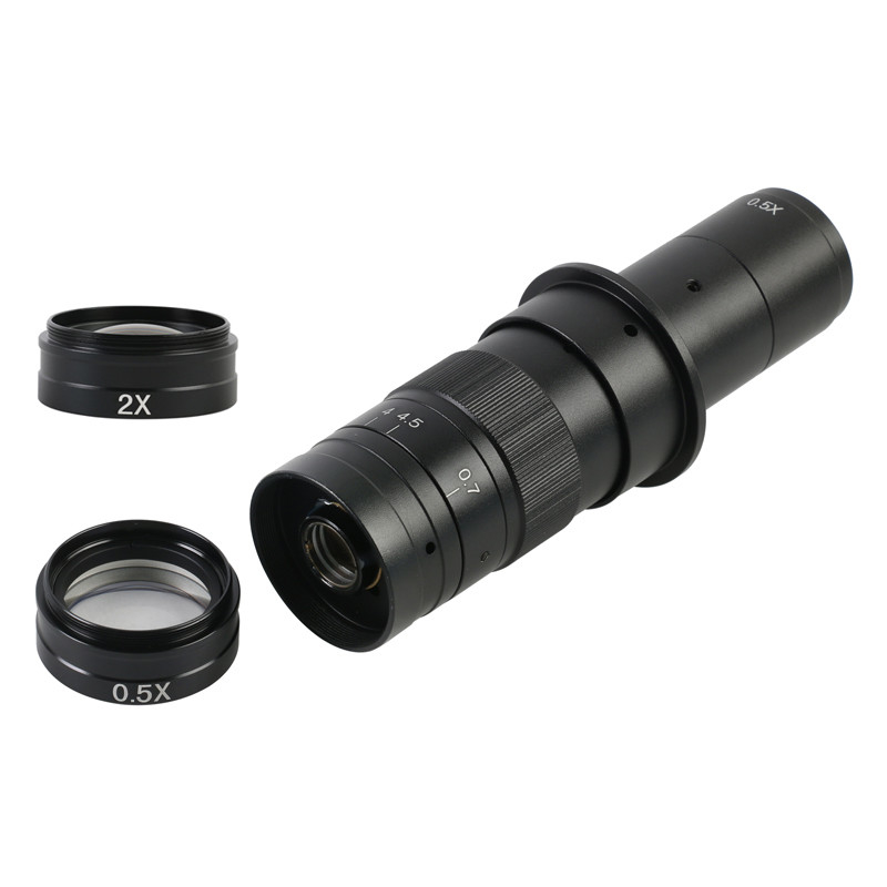 0.7-4.5x Adjustable 5-360X Magnification C mount lens 0.5X/2.0X Barlow Auxiliary Lens For Industry Microscope Camera